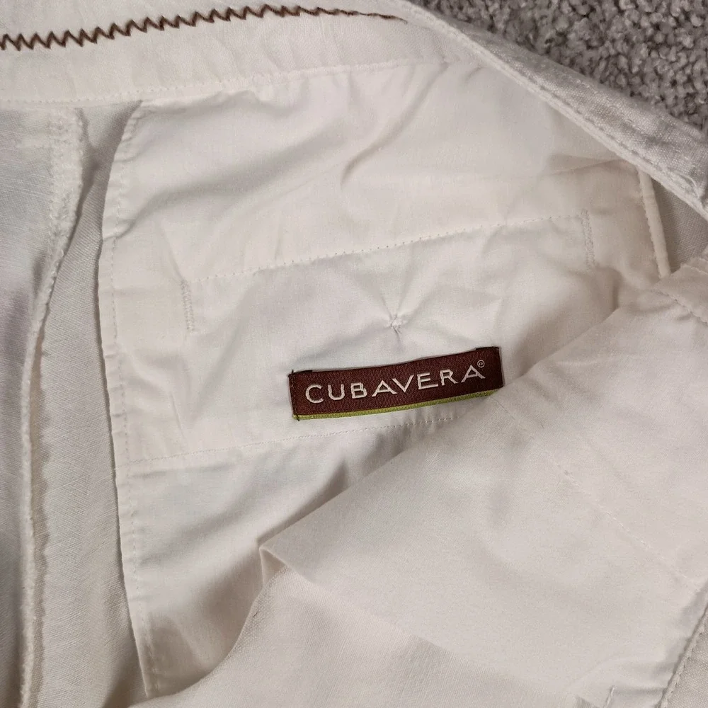Cubavera Mens White Linen Rayon Blend Cargo Shorts Size 36 Excellent Condition